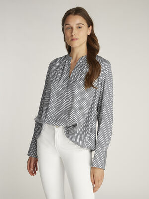 FLUID VIS PRT VNECK BLOUSE