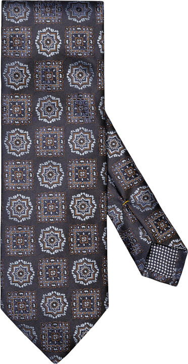Dark Blue Medallion Woven Silk Tie