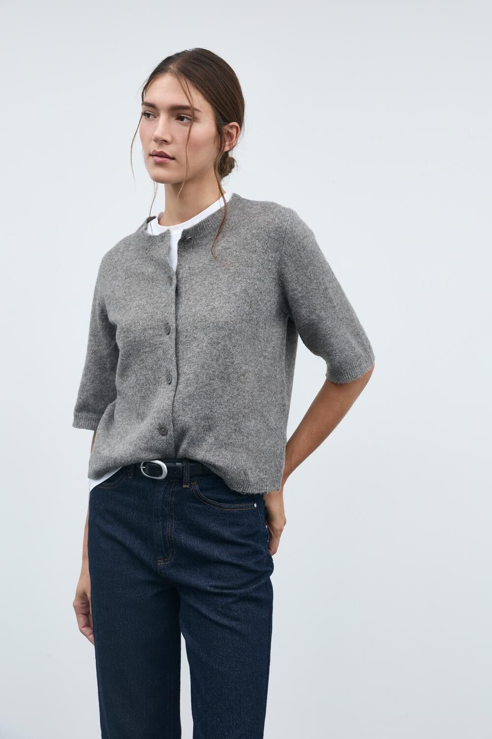 VILIGA 2/4 O-NECK KNIT CARDIGAN - N
