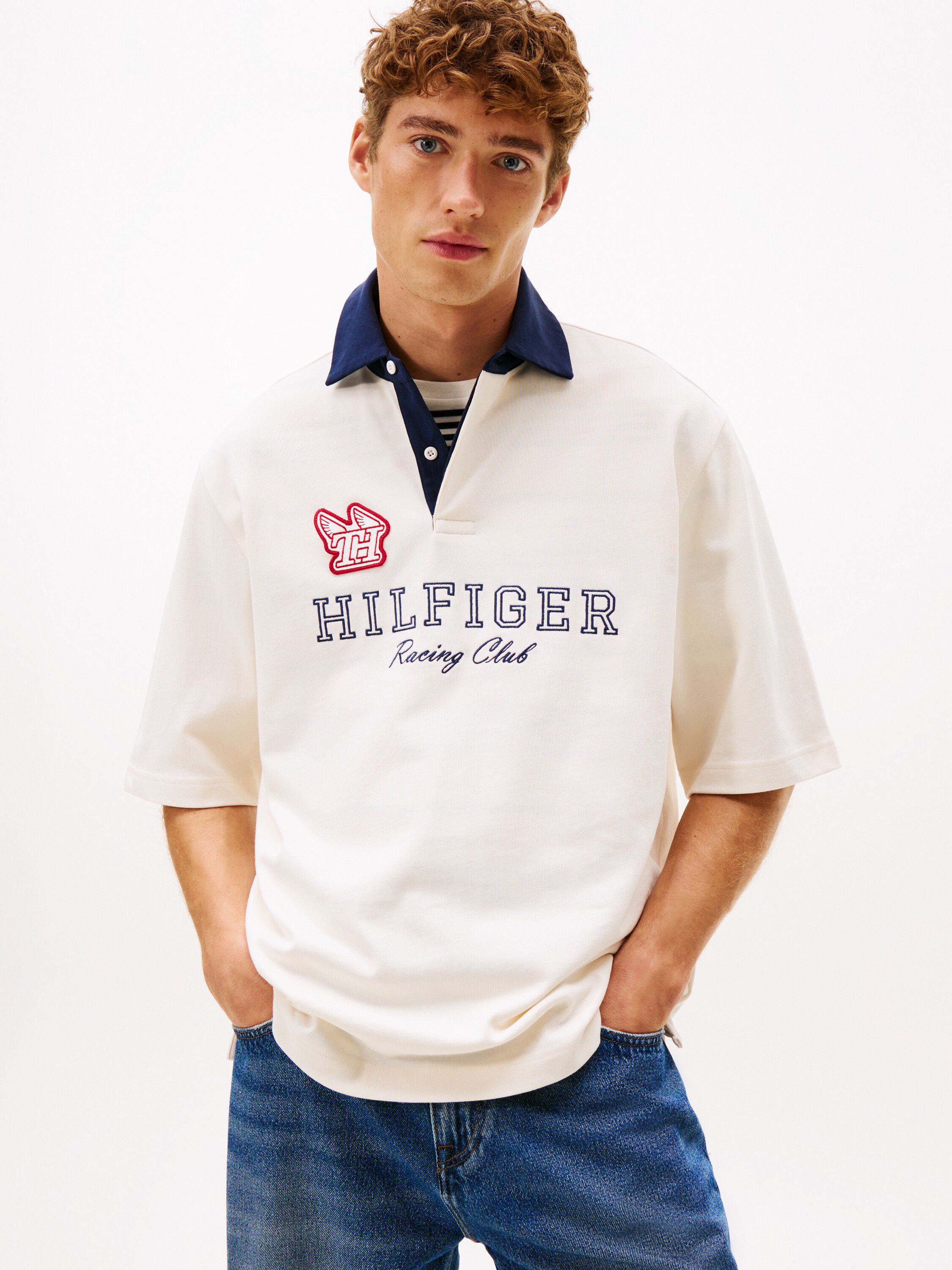 Relaxed Logo Embroidery Rugby Polo Shirt