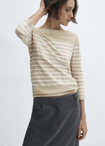 Striped boat-neck t-shirt