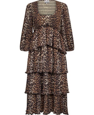 Pleated Georgette Flounce Smock Mid