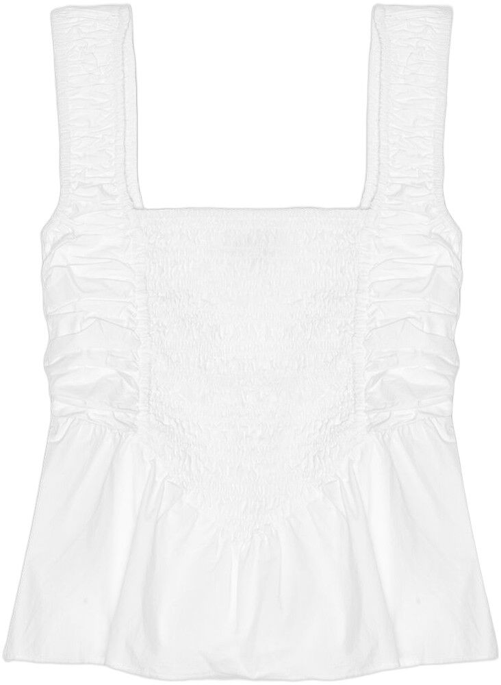 Cotton Poplin Smock Strap Blouse