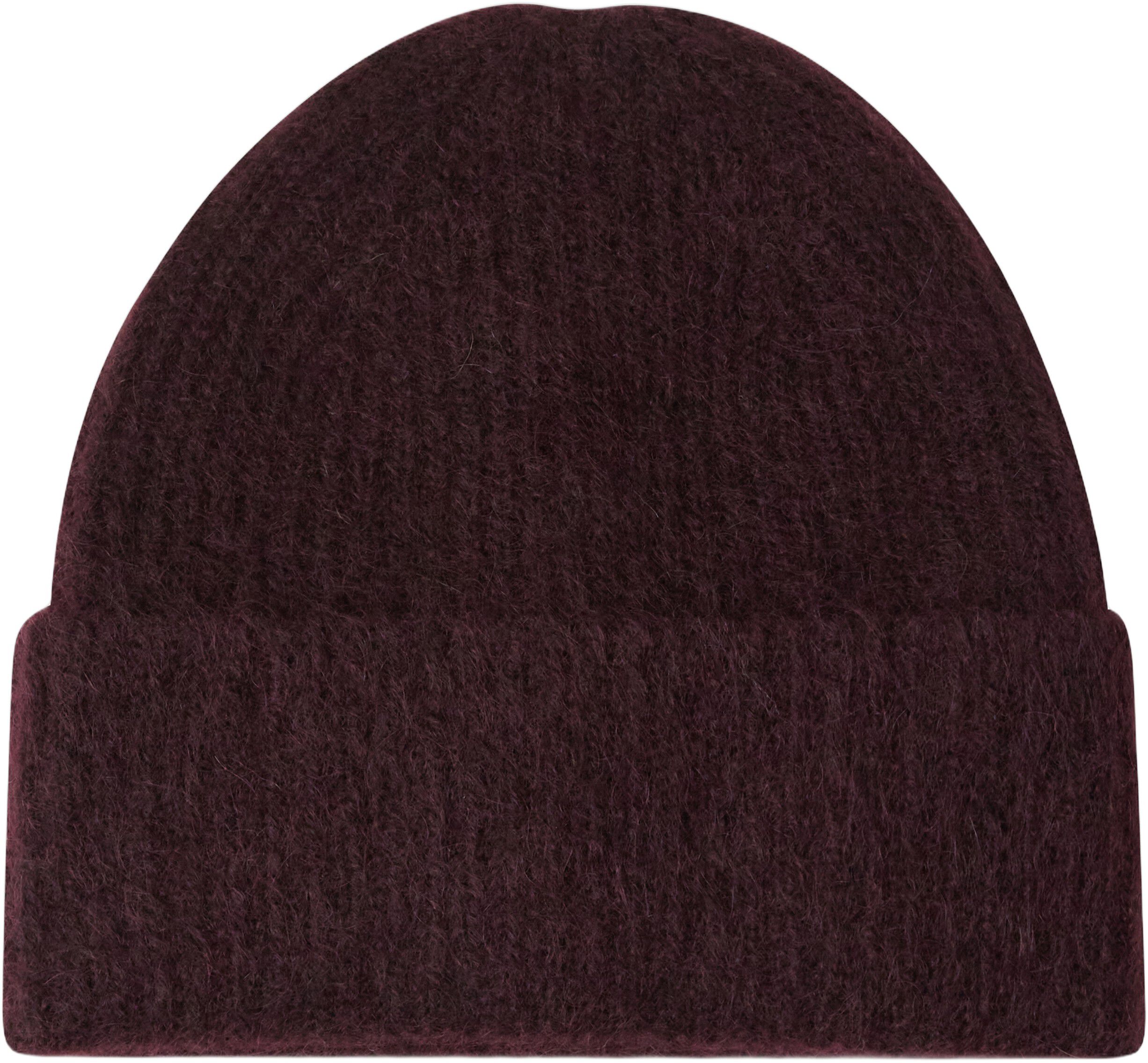 Rib-knit beanie with a folded brim.