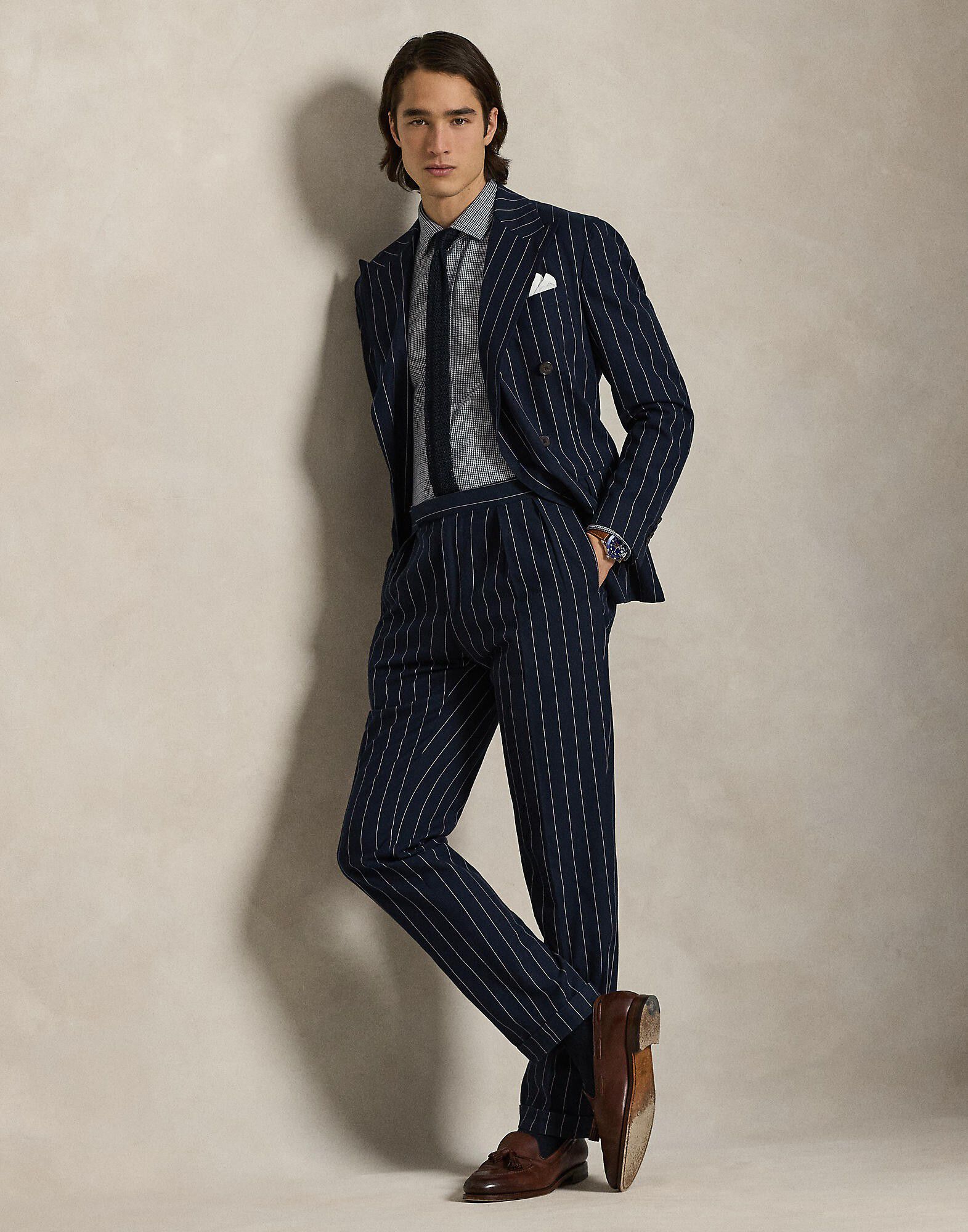 Plaid Jersey Spread-Collar Shirt