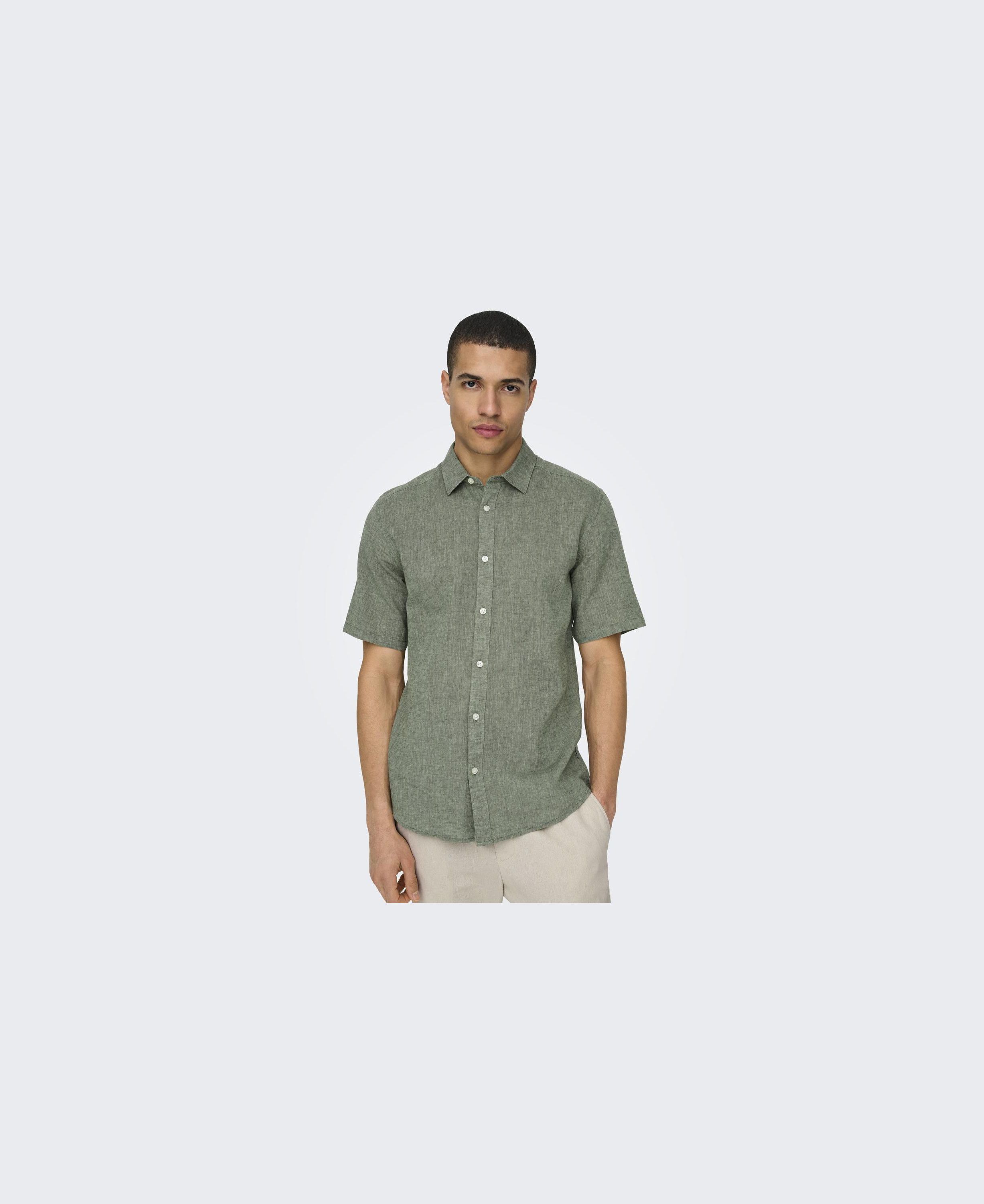 ONSCAIDEN LIFE SS SOLID LINEN SHIRT
