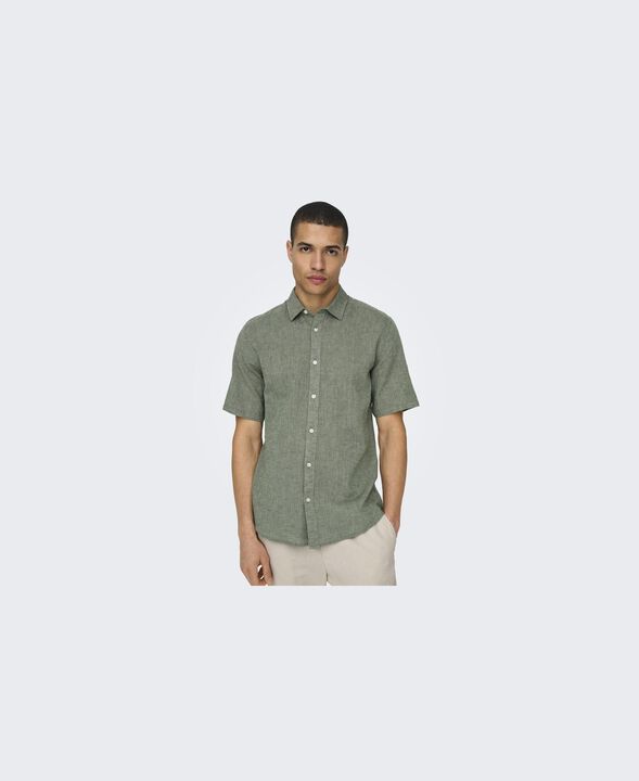 ONSCAIDEN LIFE SS SOLID LINEN SHIRT