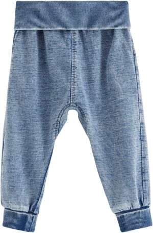 Soft jersey joggers with a denim lo