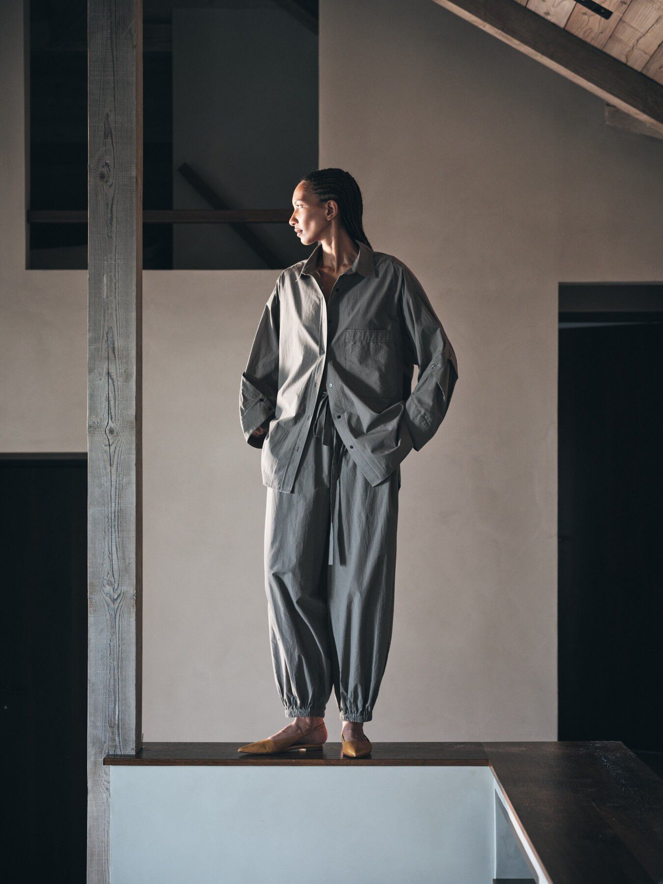 Poplin gathered pants - Iridi