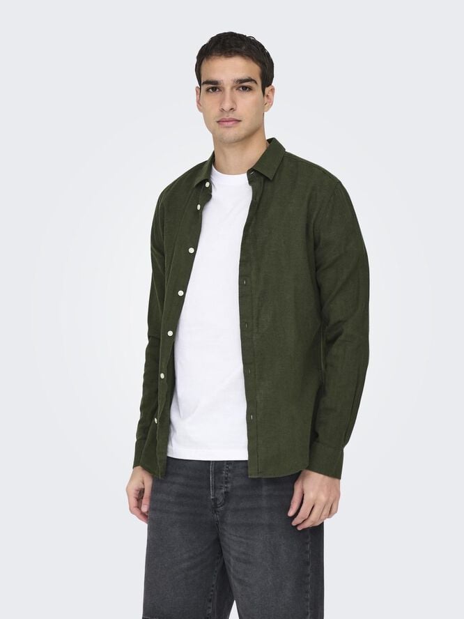 ONSCAIDEN LIFE LS SOLID LINEN SHIRT