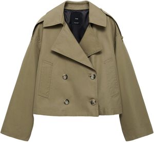 Double-breasted cropped trench coat