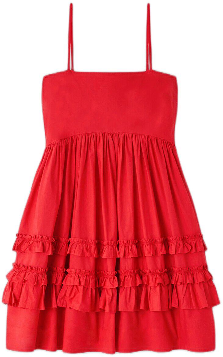 Cotton Poplin Mini Strap Frill Dres