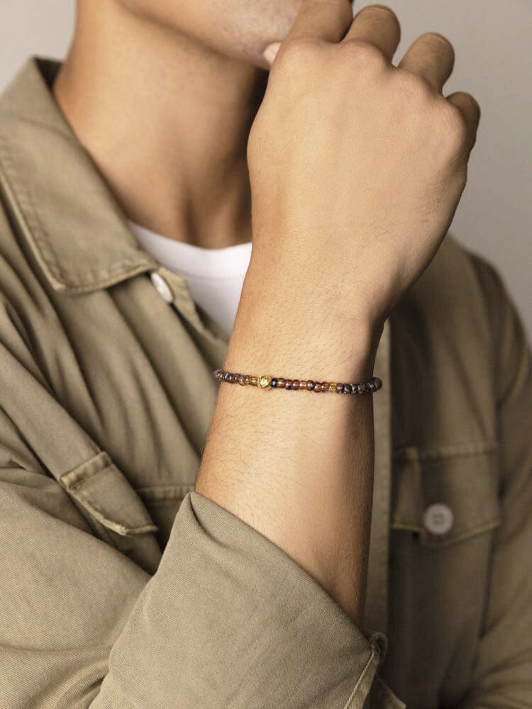 Wristband with Amber Japanese Miyuki Beads