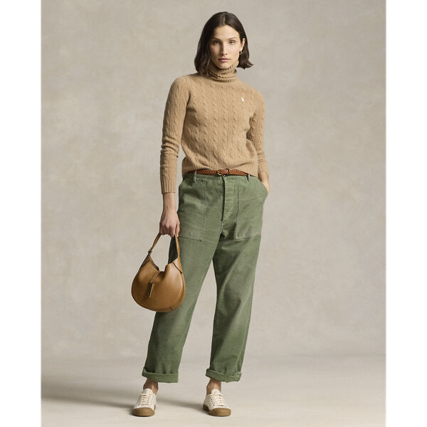 Wool-Cashmere Cable Turtleneck Sweater