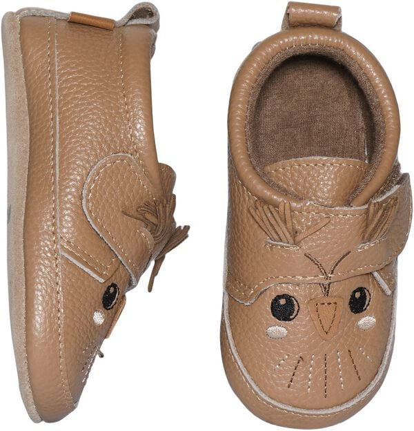 Owl leather slippers