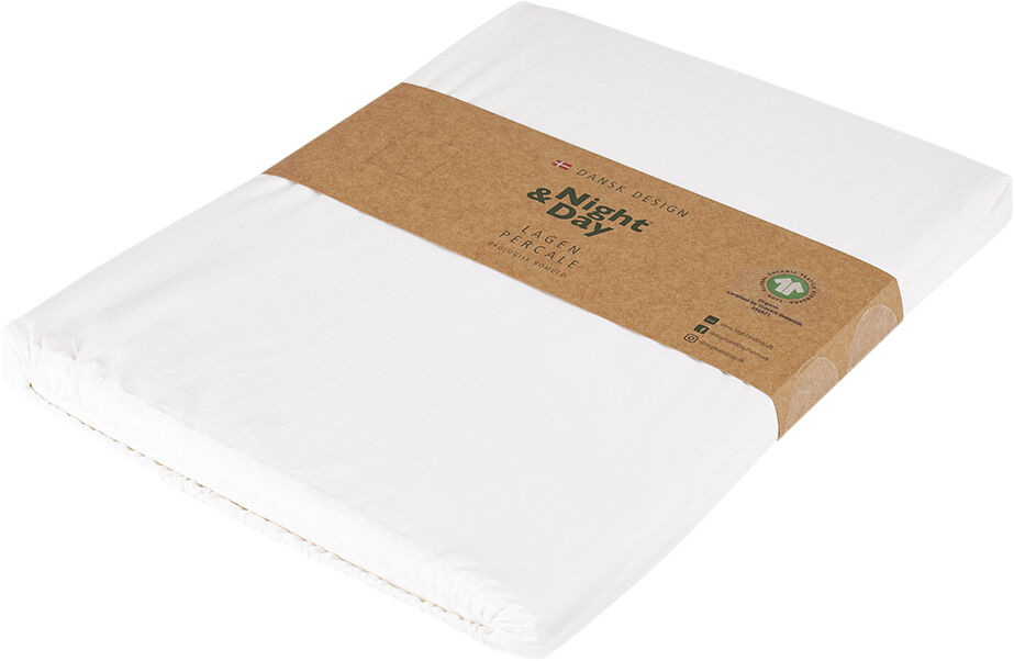 &Oslash;kologisk lagen, percale - GOTS, hvid