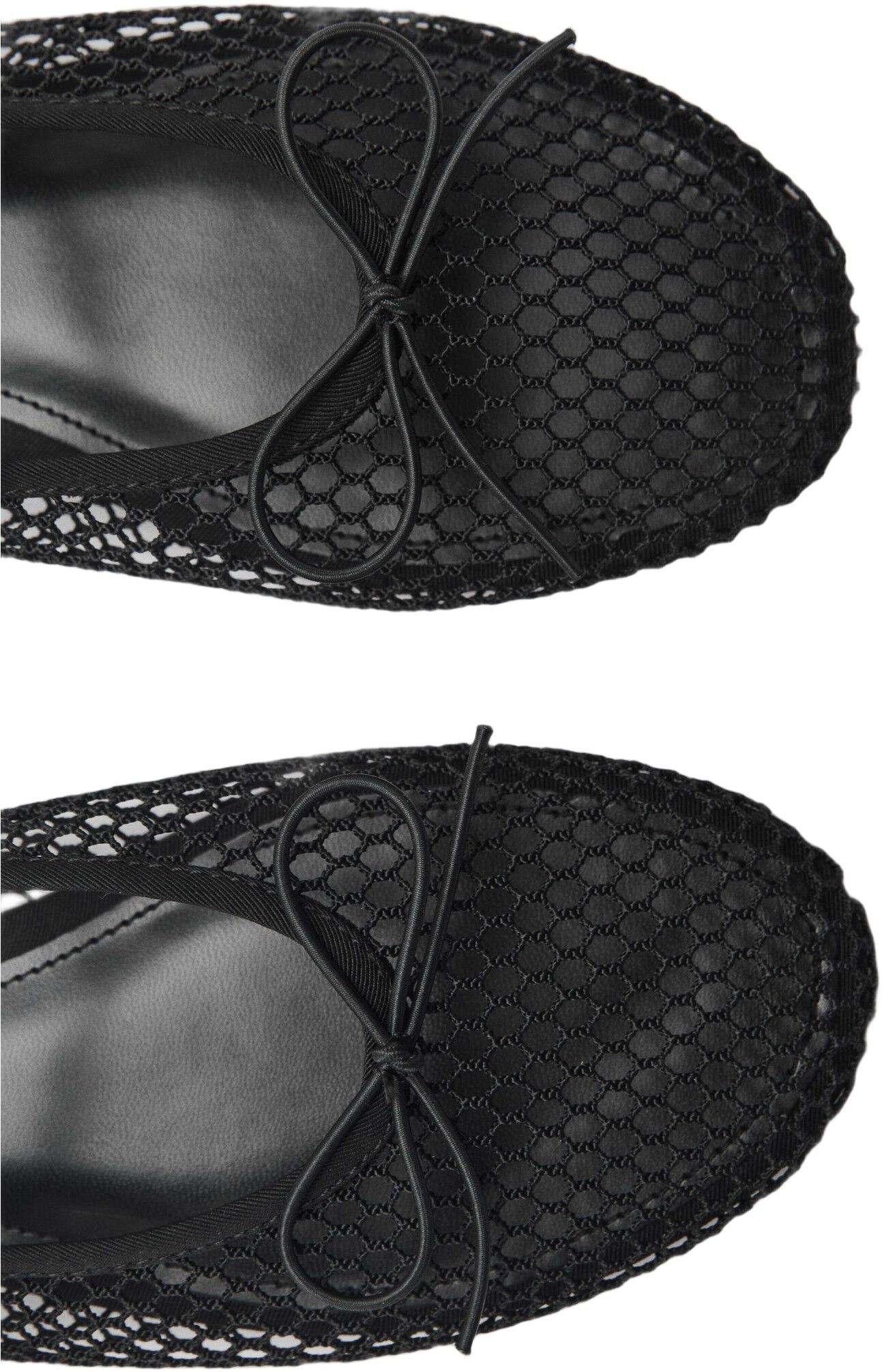 Mesh ballet flats with strap and bu