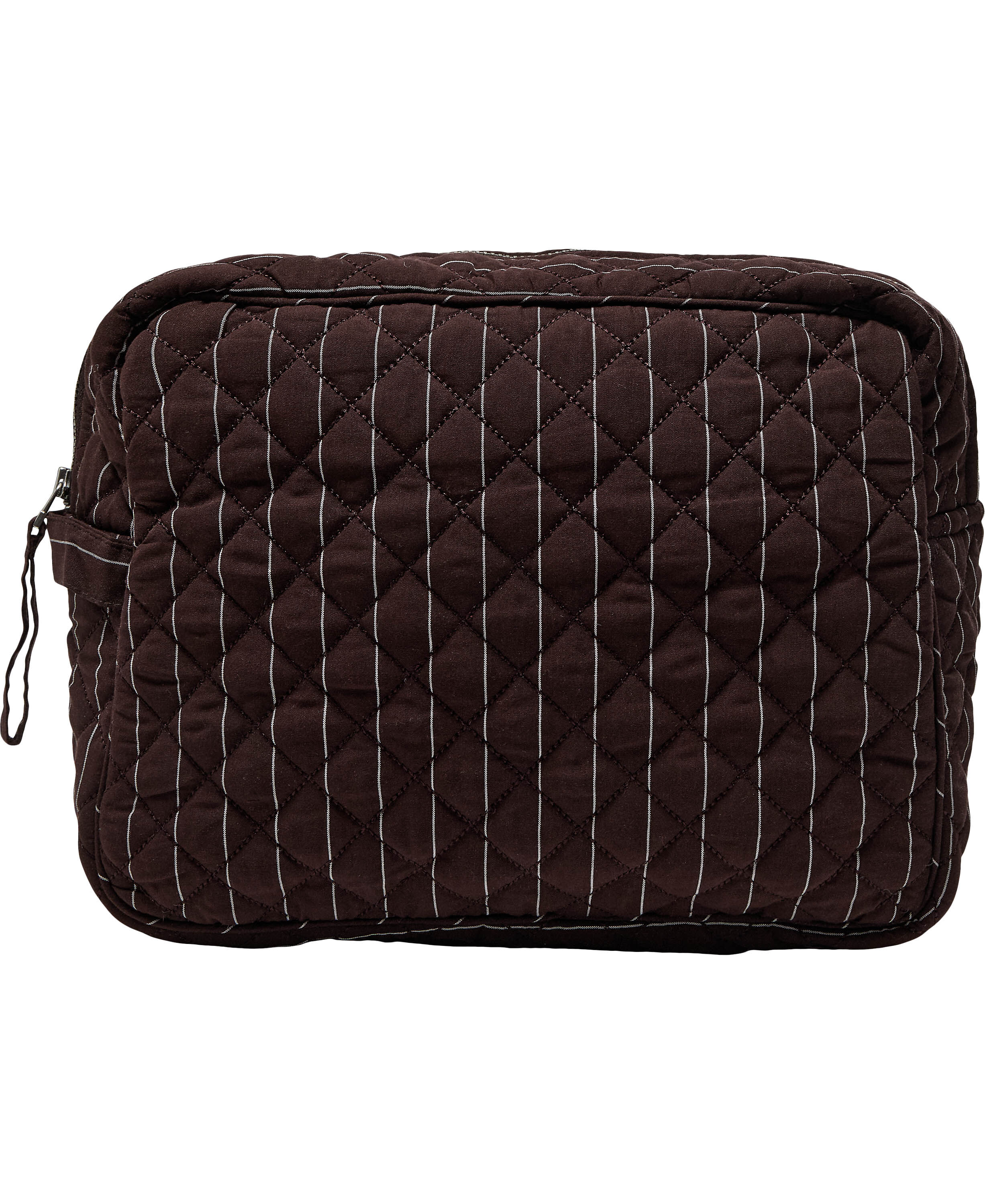 Make Up Bag, Quilted - Cotton Poplin YD Big Black Coffee Str