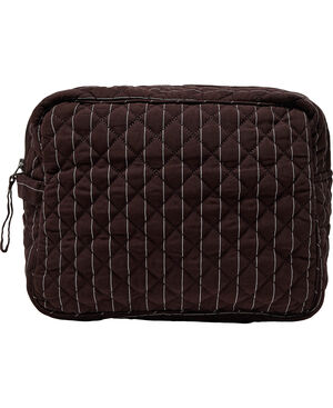 Make Up Bag, Quilted - Cotton Poplin YD Big Black Coffee Str