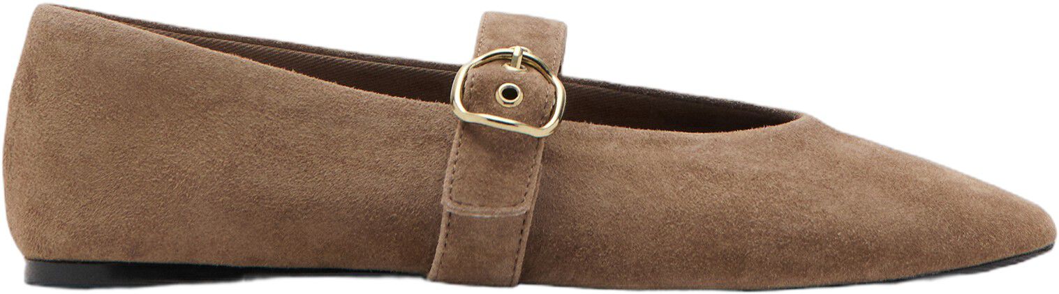 Buckle suede ballerina
