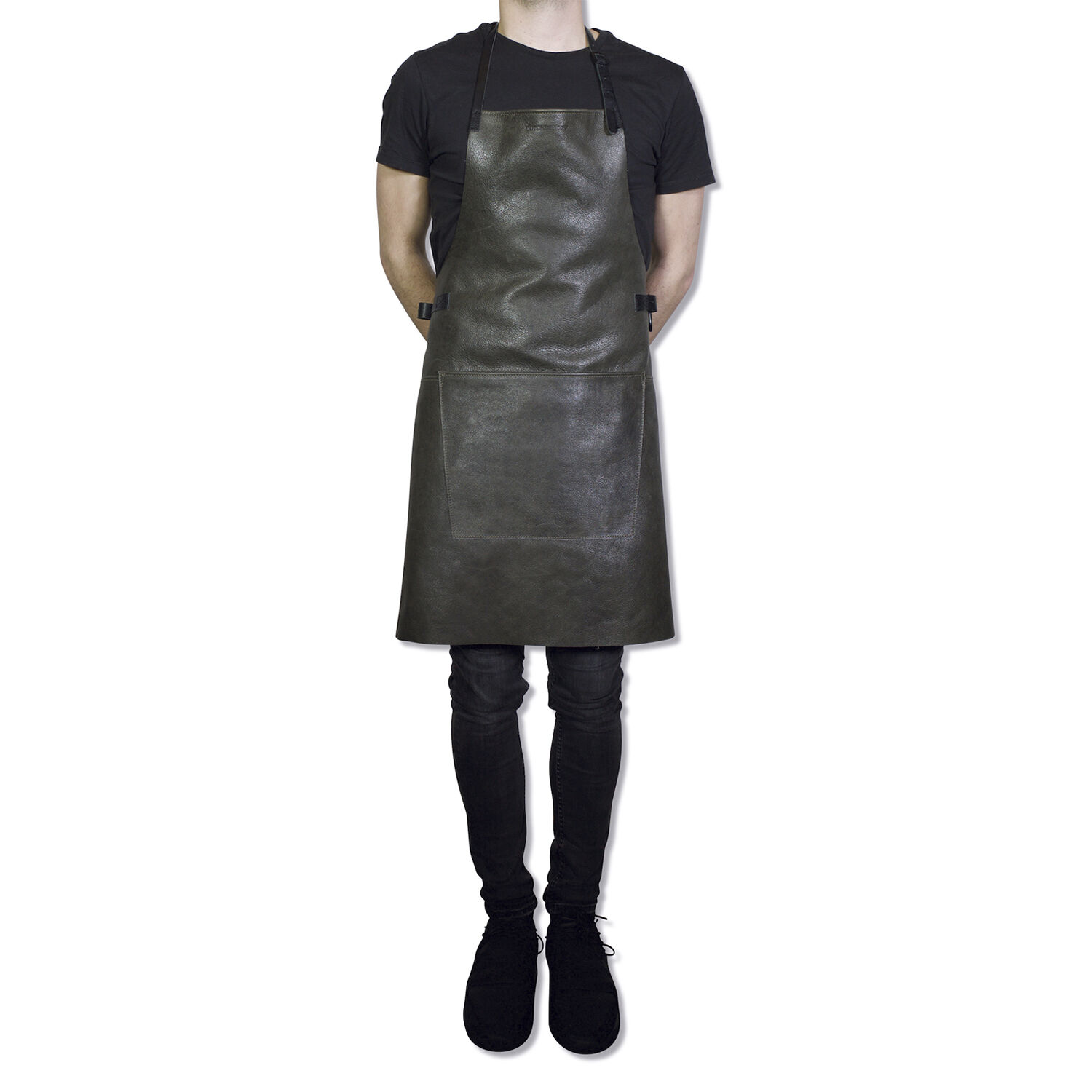 L&aelig;derforkl&aelig;de BBQ Style Apron Vintage Grey