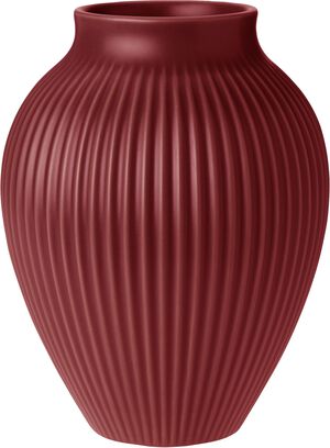 Knabstrup vase H 20 cm ripple soft cherry red