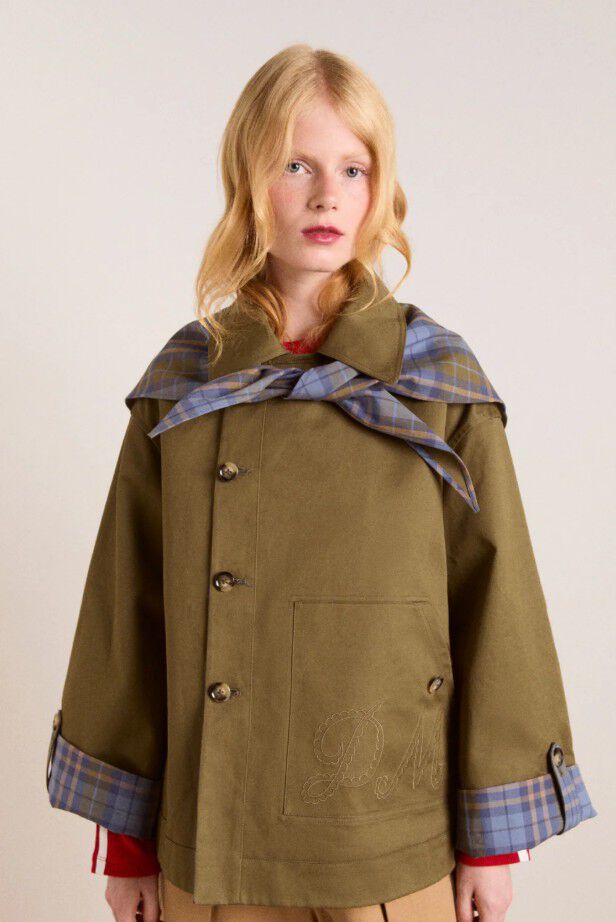 JERRY CROP TRENCH COAT - OLIVE