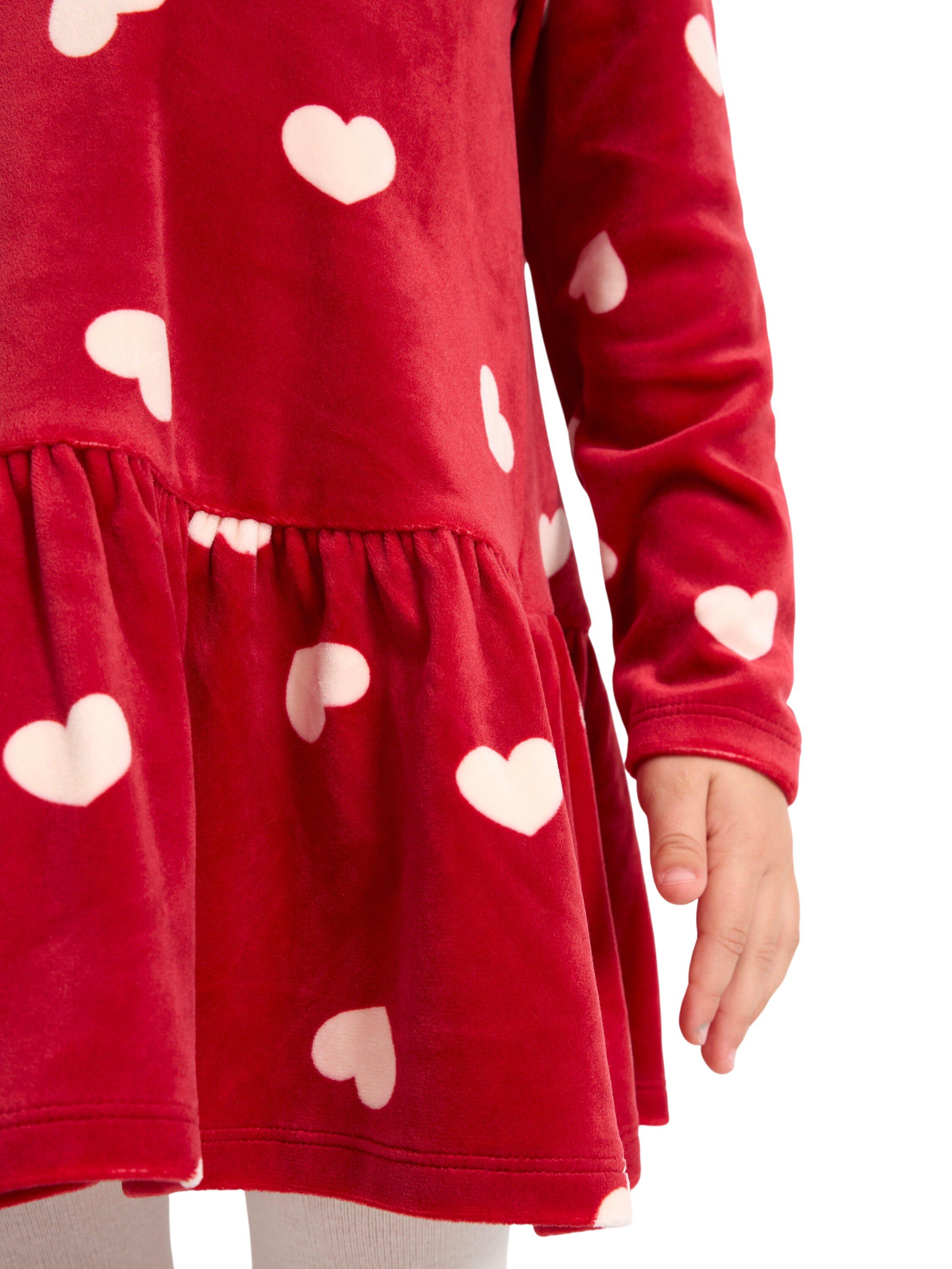 Top long velour hearts AOP