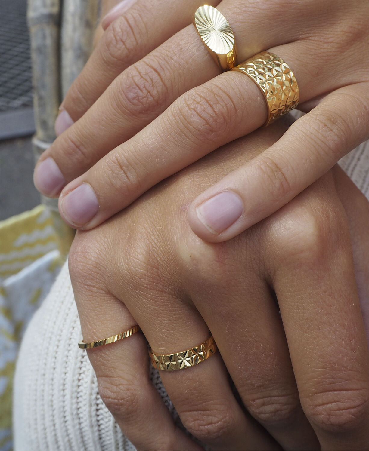 Small Reflection ring, gold-plated sterling silver-46