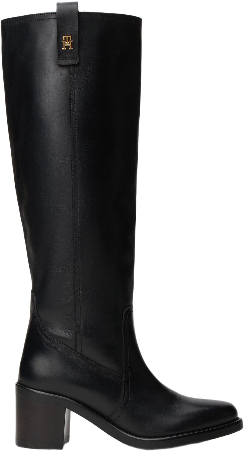 Riding Lthr Long Boot Block Heel