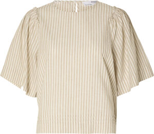 SLFHILLIE 2/4 STRIPED LINEN TOP B