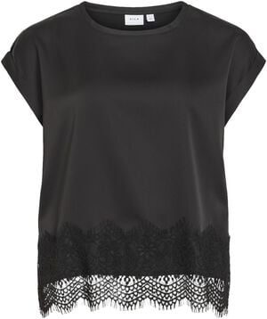 VIELLETTE S/S FULL SATIN LACE TOP -
