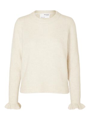 SLFSIA RAS LS ALPACA BLEND KNIT FRILL CUFF O-NEC