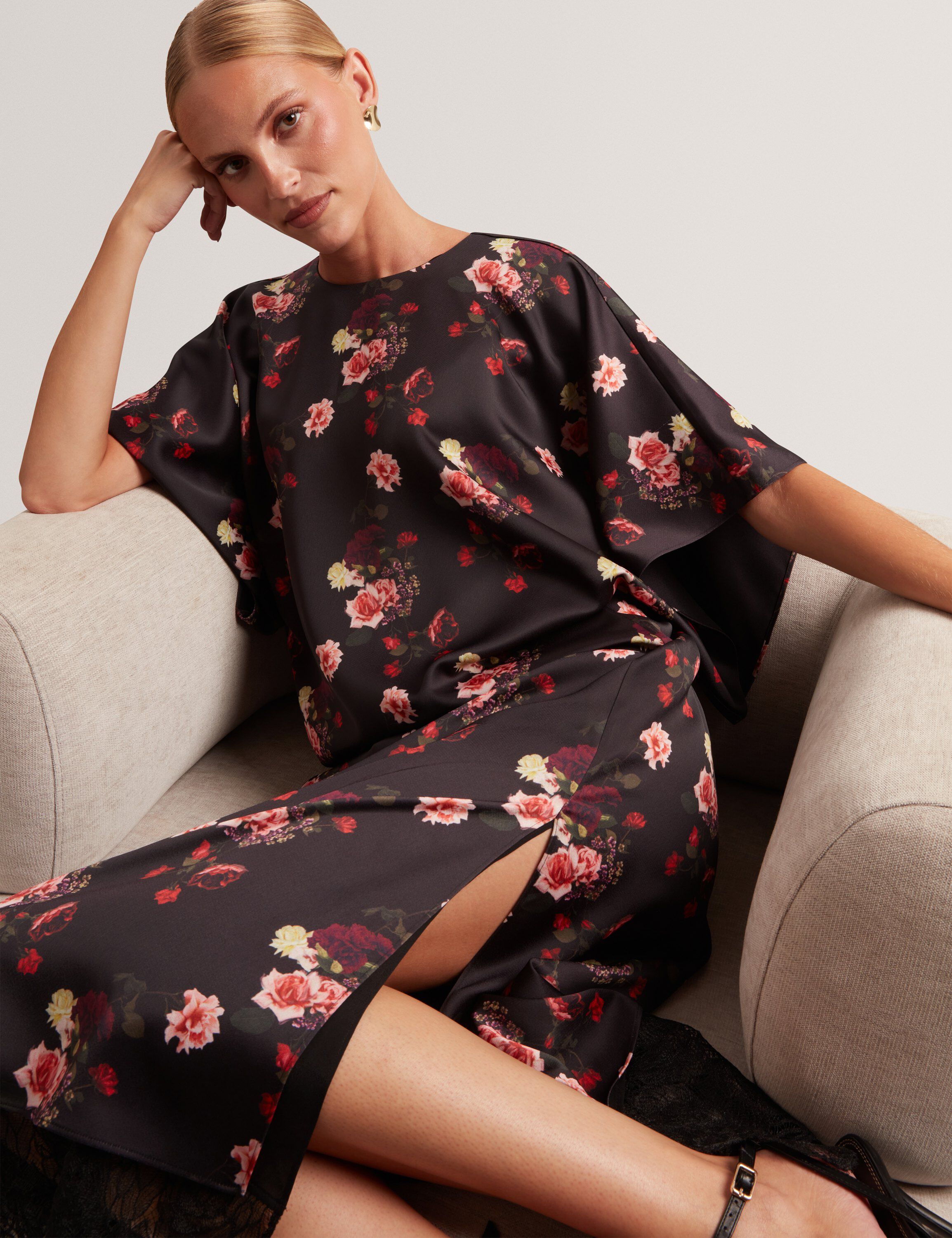 MEEIAA Printed Batwing Midi Dress W