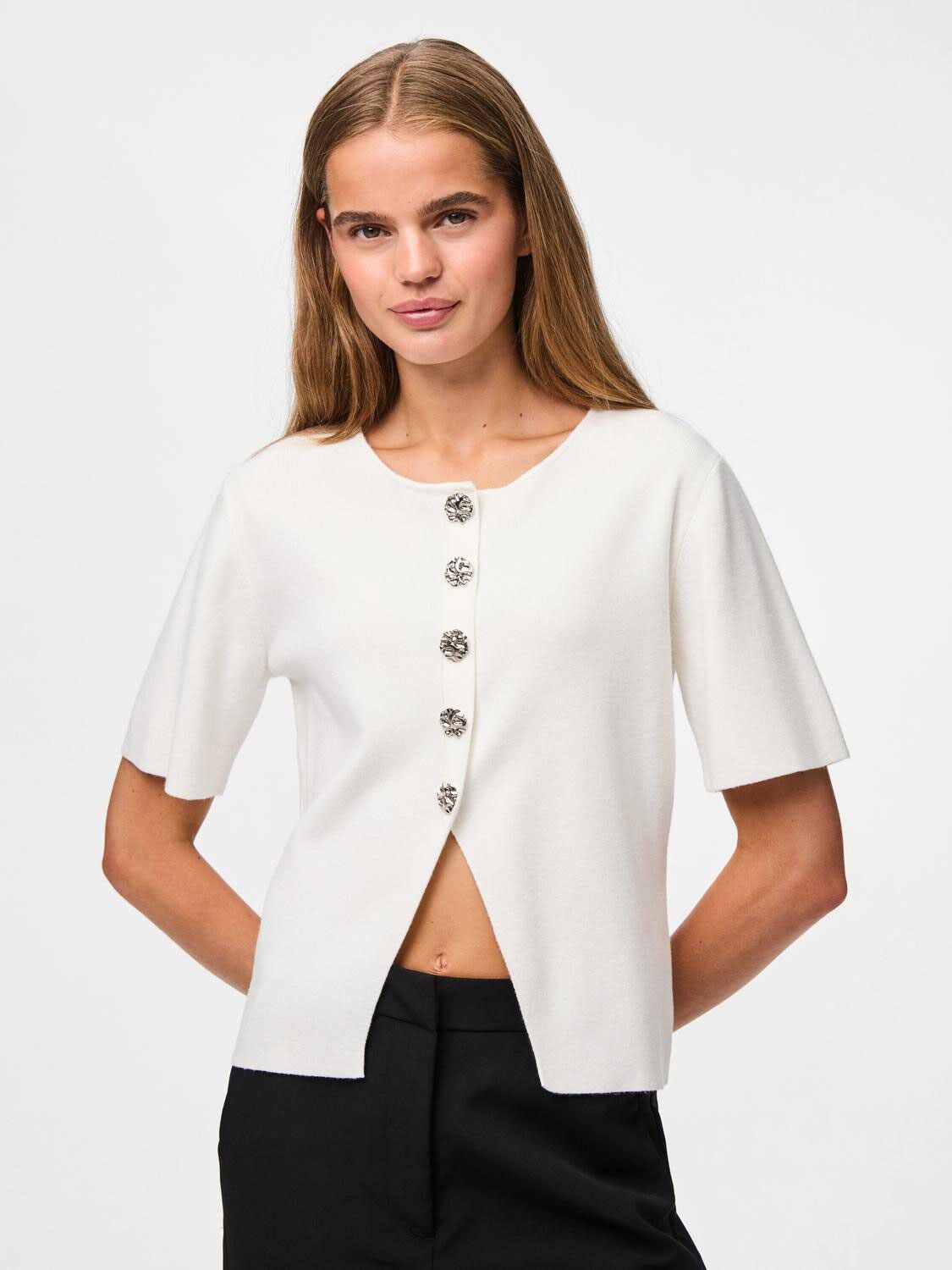 PCMARIE SS O-NECK SPLIT KNIT