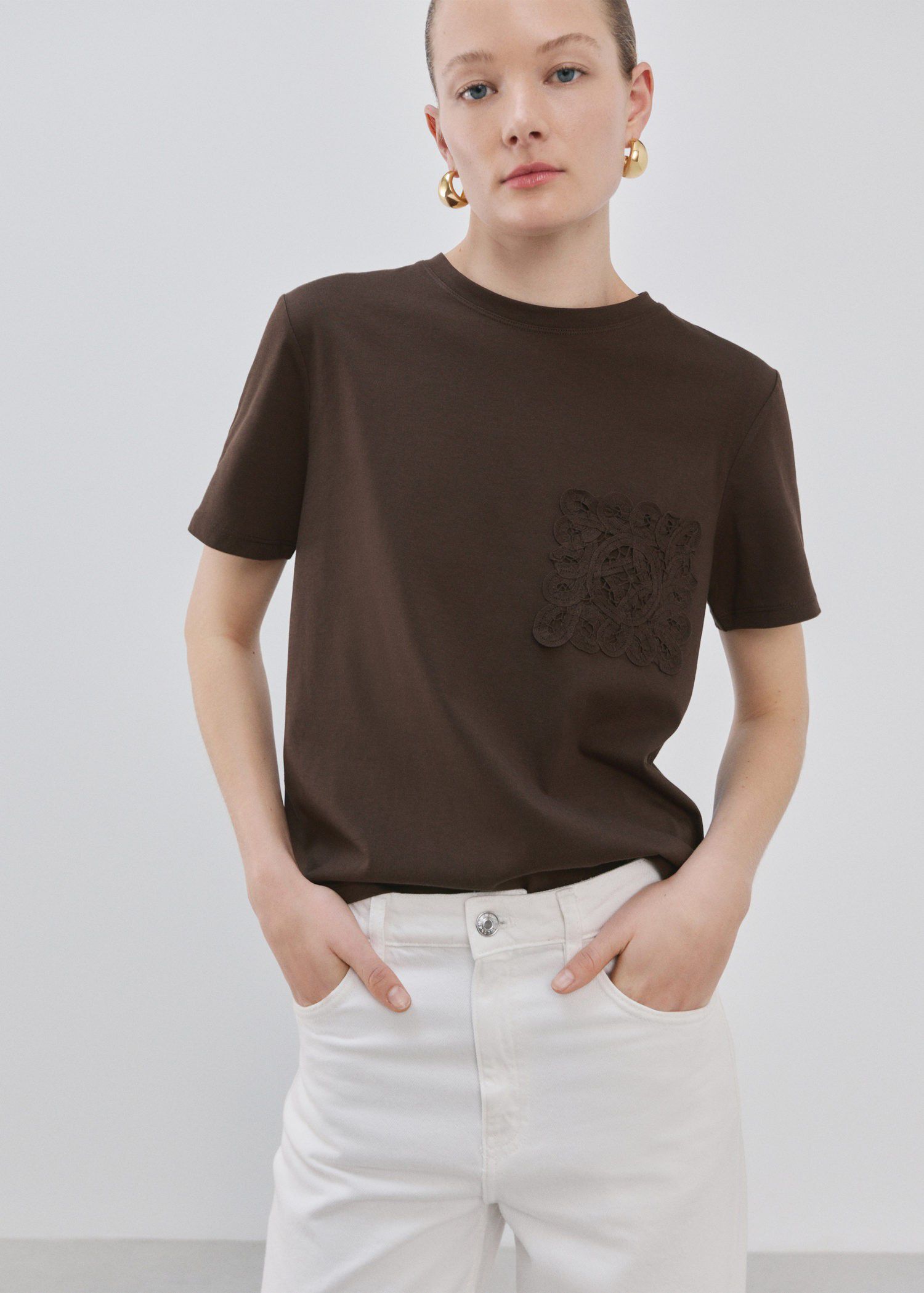 Embroidered cotton T-shirt