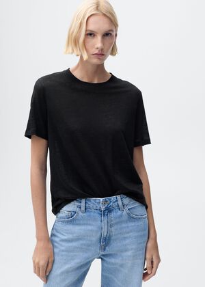 Short-sleeved linen t-shirt