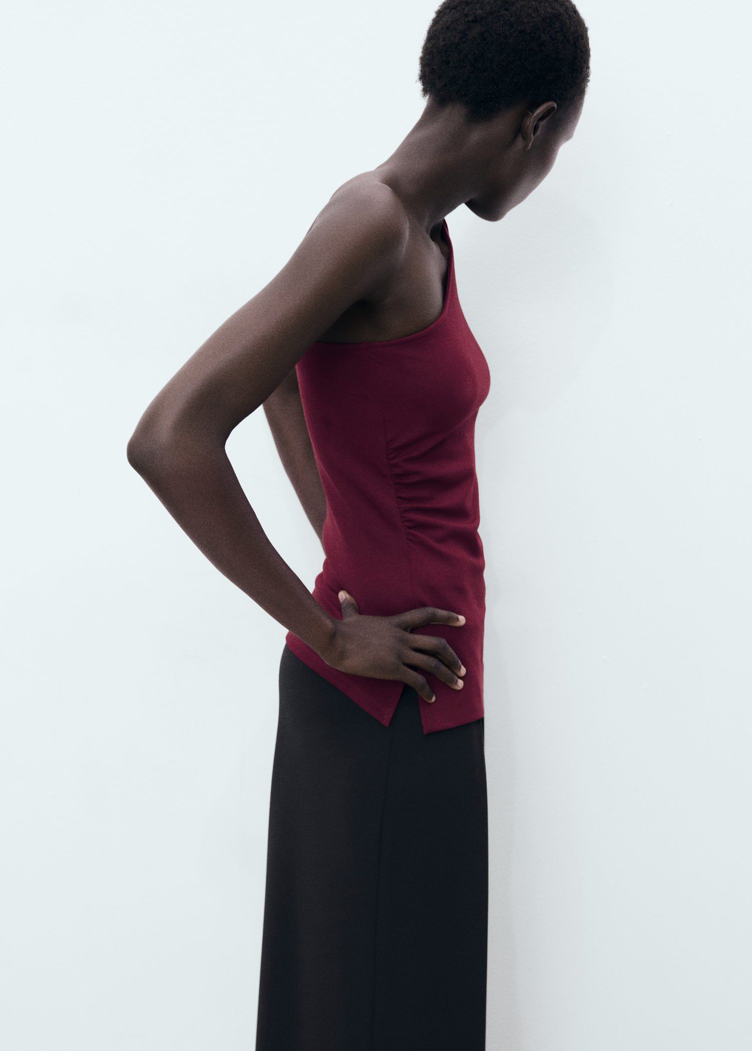 Asymmetrical draped top