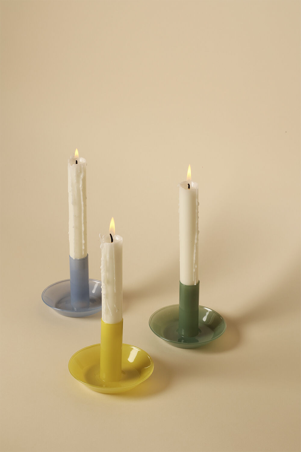 Glas lysestage, lys mint, 10x&oslash;8 cm