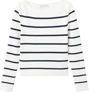 Fine-knit boat-neck sweater