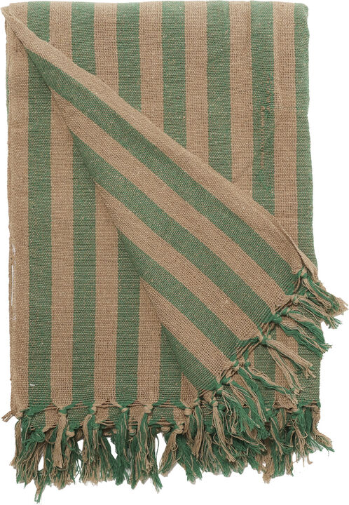 Plaid, Stribet-Grøn/Cream, 130x180 cm