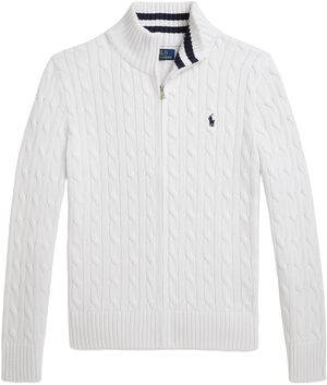 Cable-Knit Cotton Full-Zip Sweater Teens