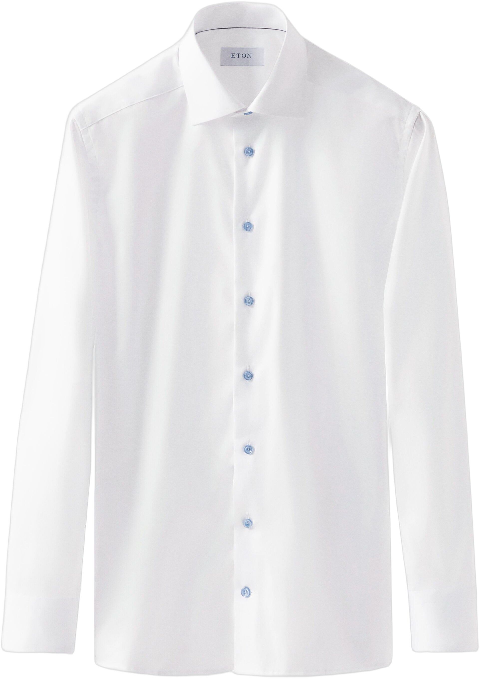 White Twill Shirt Blue Details - Contemporary Fit