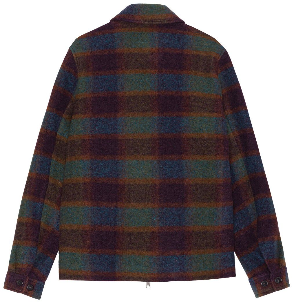 Check Wool Zipper Coach Jacket