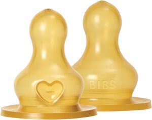 BIBS Baby Bottle Nipple Round Latex 2 pack Fast Flow