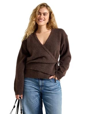 Bl&oslash;d strikket sl&aring;-om cardigan med b