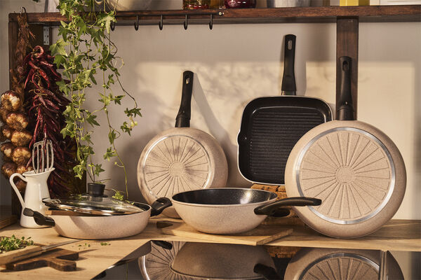 Ledro Wok 28 Beige Rund Aluminium