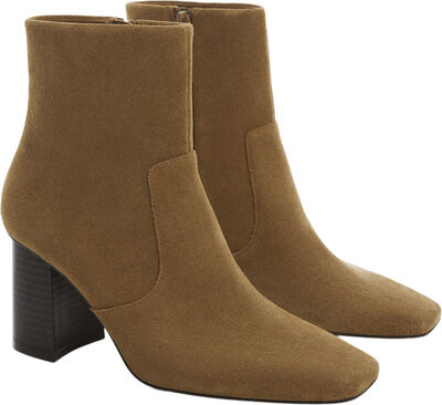 Leather ankle boots block heel