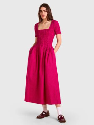 RAPHAELA RUFFLE MIDI DRESS - BERRY BUSINESS