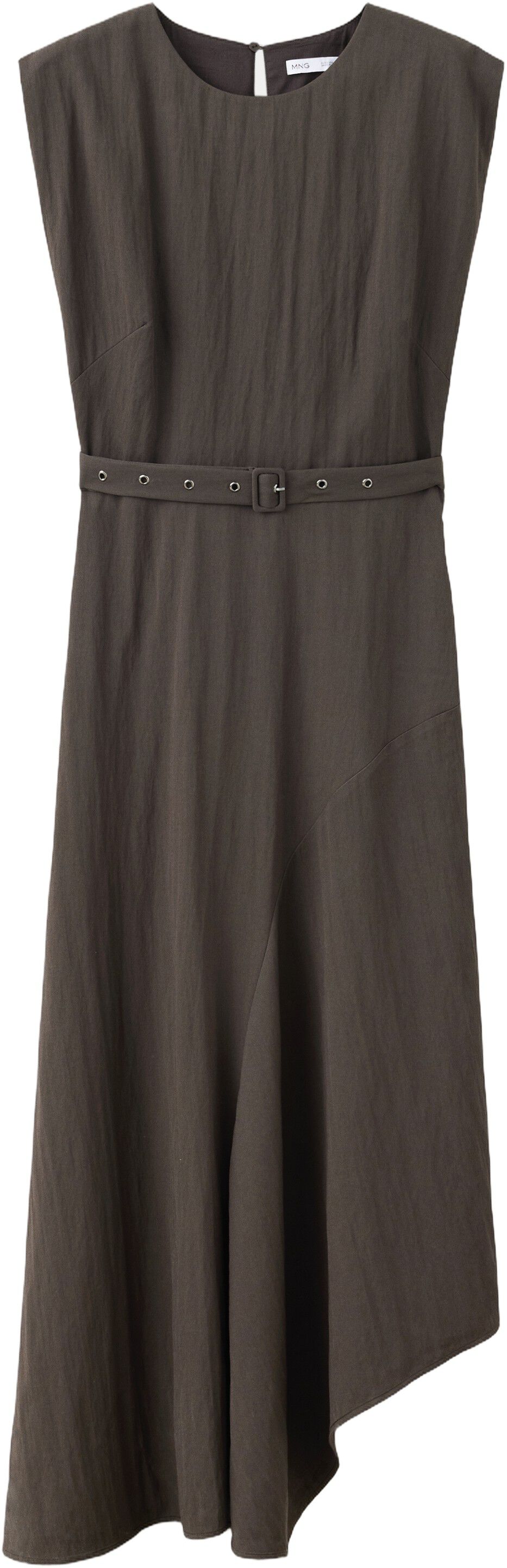 Asymmetrical dress with belt